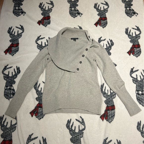 Banana Republic Cotton Cowl/ Turtle Neck Sweatshirt Grey Knit Sweater Size S - Picture 1 of 6